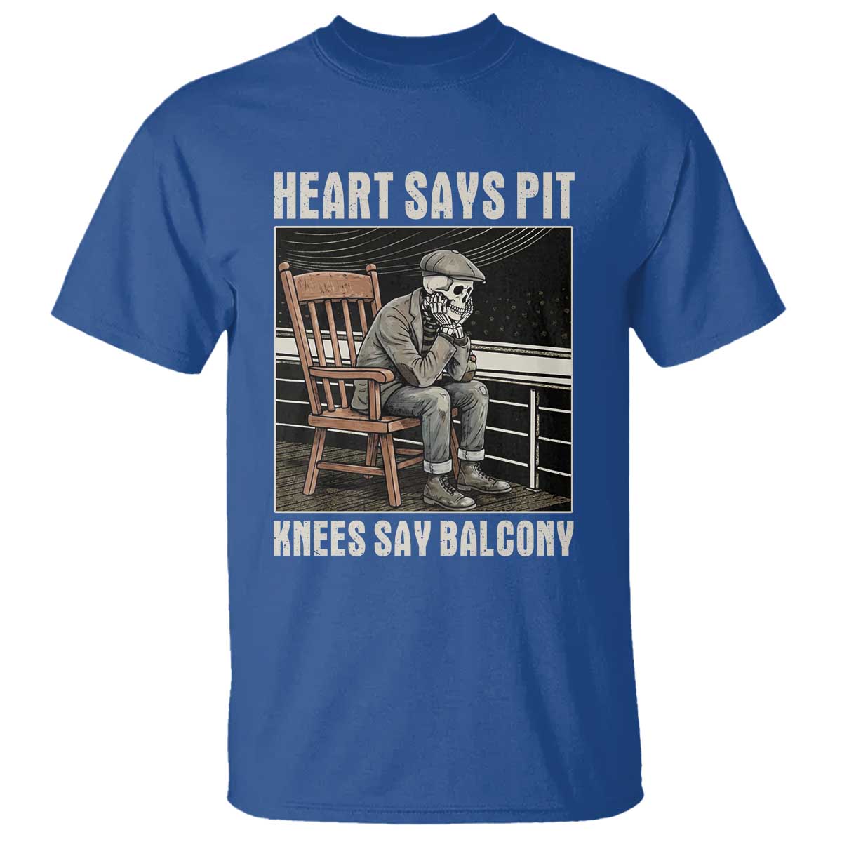Funny Heart Says Pit Knees Say Balcony T Shirt Old Skeleton - Wonder Print Shop