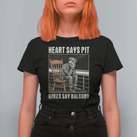 Funny Heart Says Pit Knees Say Balcony T Shirt For Women Old Skeleton - Wonder Print Shop