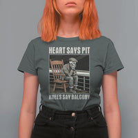 Funny Heart Says Pit Knees Say Balcony T Shirt For Women Old Skeleton - Wonder Print Shop