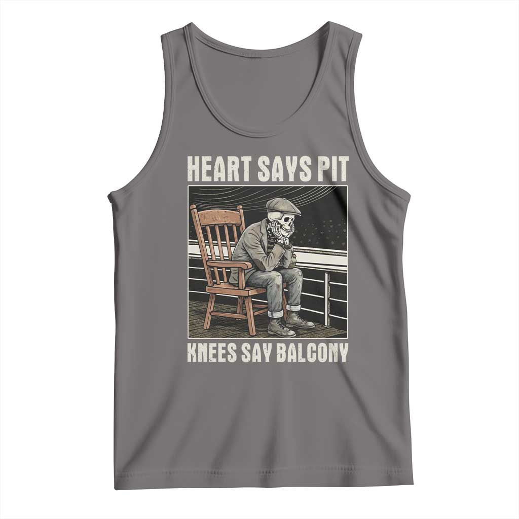 Funny Heart Says Pit Knees Say Balcony Tank Top Old Skeleton - Wonder Print Shop