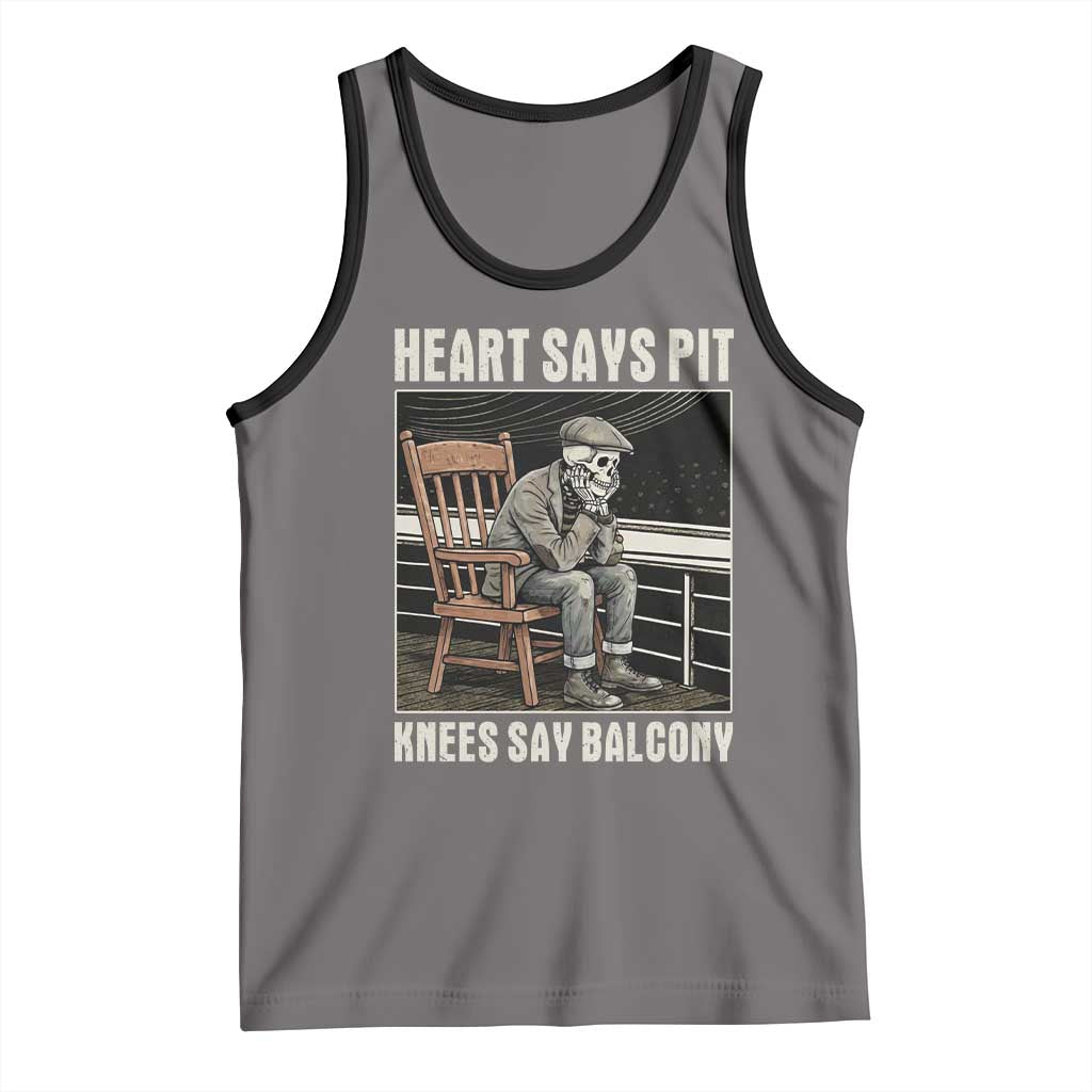 Funny Heart Says Pit Knees Say Balcony Tank Top Old Skeleton - Wonder Print Shop