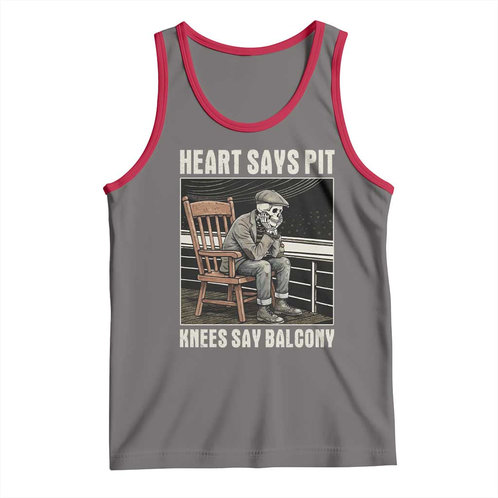 Funny Heart Says Pit Knees Say Balcony Tank Top Old Skeleton - Wonder Print Shop