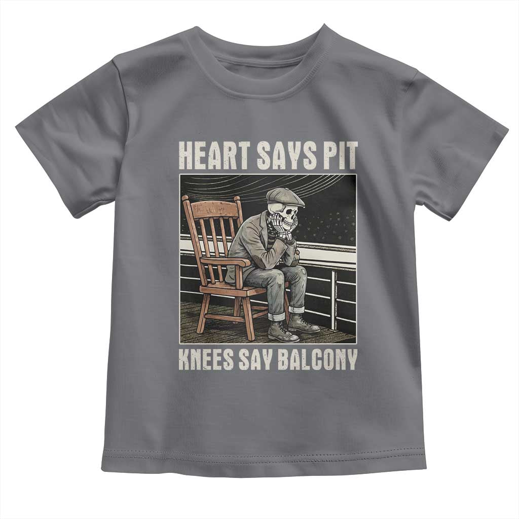 Funny Heart Says Pit Knees Say Balcony Toddler T Shirt Old Skeleton - Wonder Print Shop