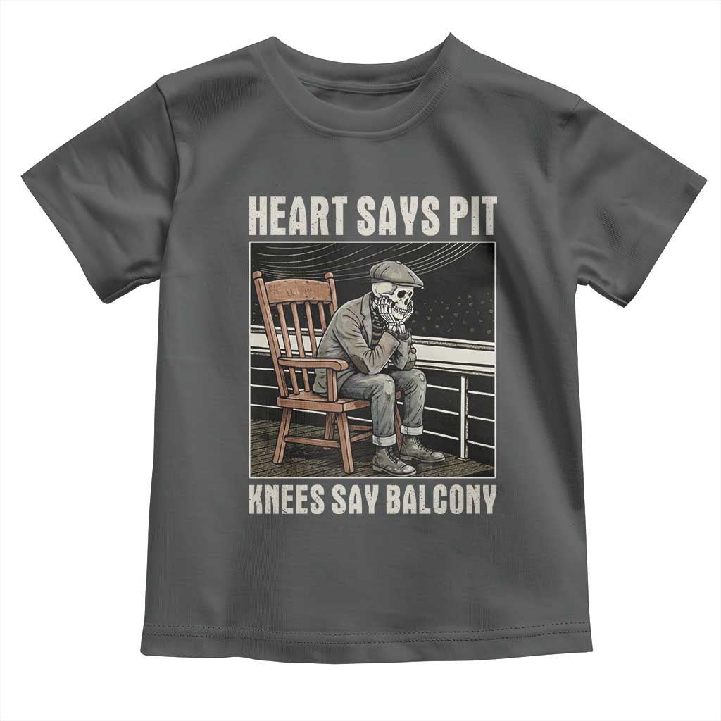 Funny Heart Says Pit Knees Say Balcony Toddler T Shirt Old Skeleton - Wonder Print Shop