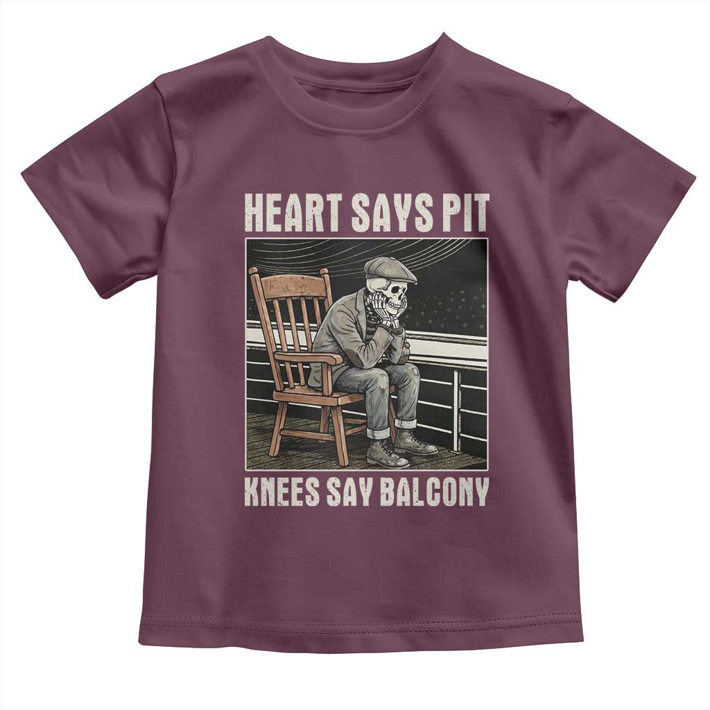 Funny Heart Says Pit Knees Say Balcony Toddler T Shirt Old Skeleton - Wonder Print Shop