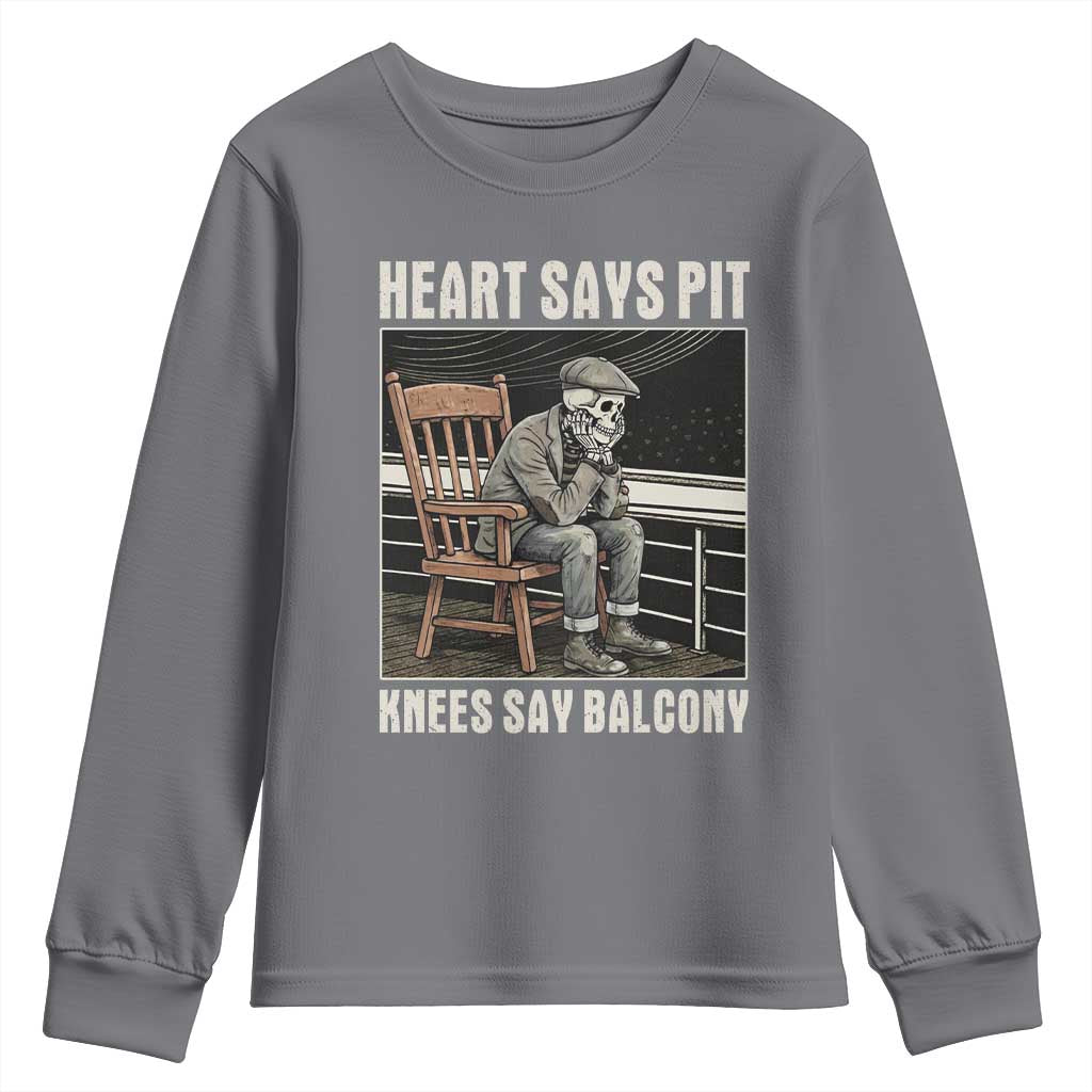 Funny Heart Says Pit Knees Say Balcony Youth Sweatshirt Old Skeleton - Wonder Print Shop