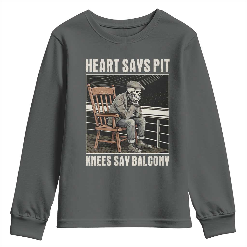 Funny Heart Says Pit Knees Say Balcony Youth Sweatshirt Old Skeleton - Wonder Print Shop