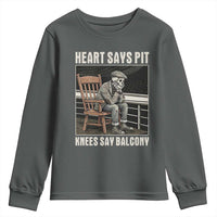 Funny Heart Says Pit Knees Say Balcony Youth Sweatshirt Old Skeleton - Wonder Print Shop