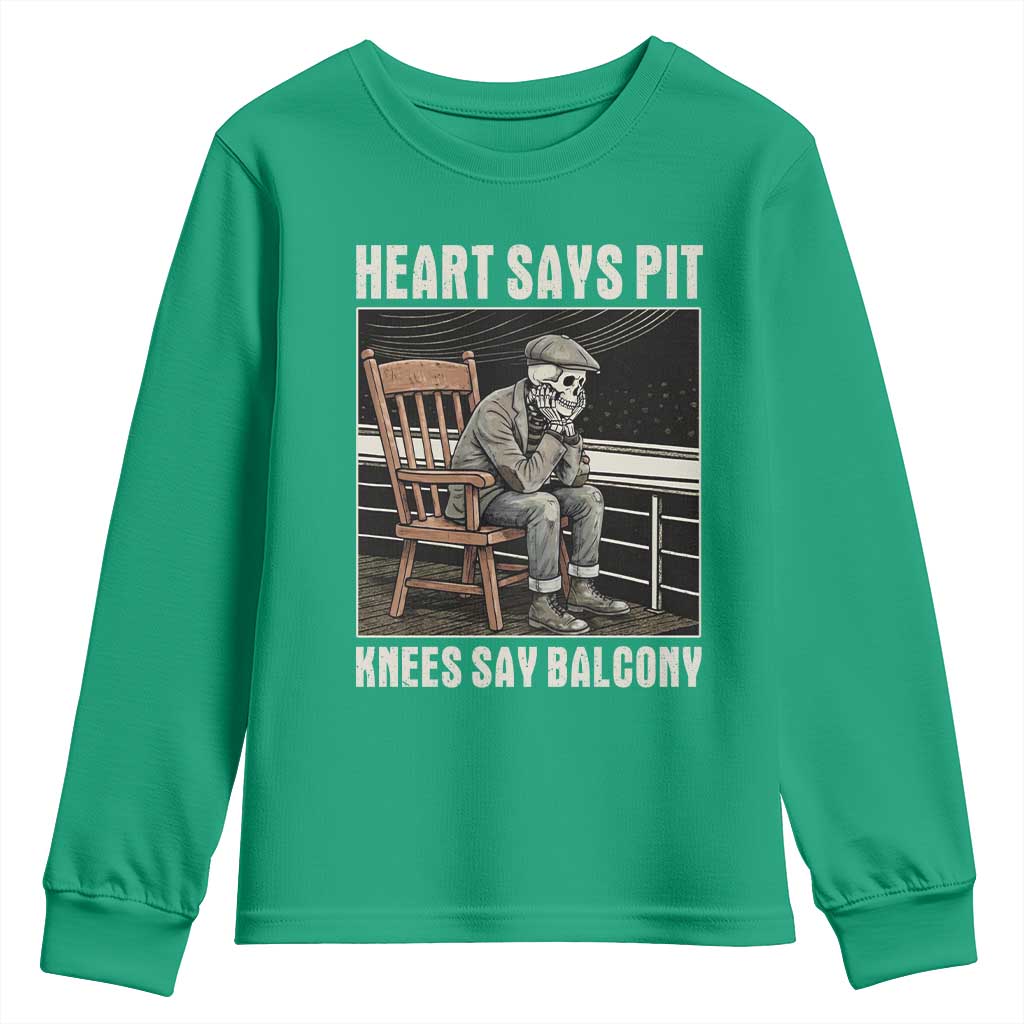 Funny Heart Says Pit Knees Say Balcony Youth Sweatshirt Old Skeleton - Wonder Print Shop
