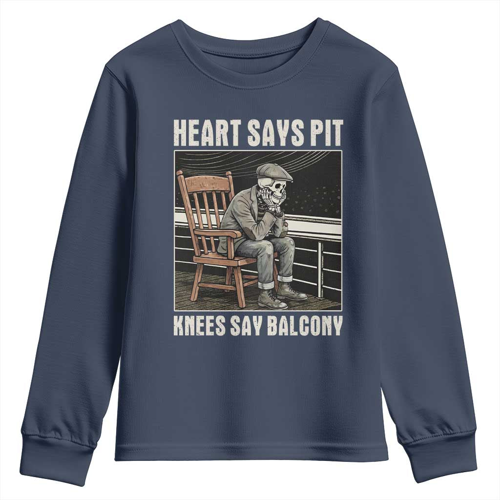 Funny Heart Says Pit Knees Say Balcony Youth Sweatshirt Old Skeleton - Wonder Print Shop