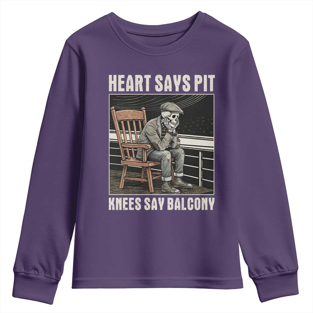 Funny Heart Says Pit Knees Say Balcony Youth Sweatshirt Old Skeleton - Wonder Print Shop