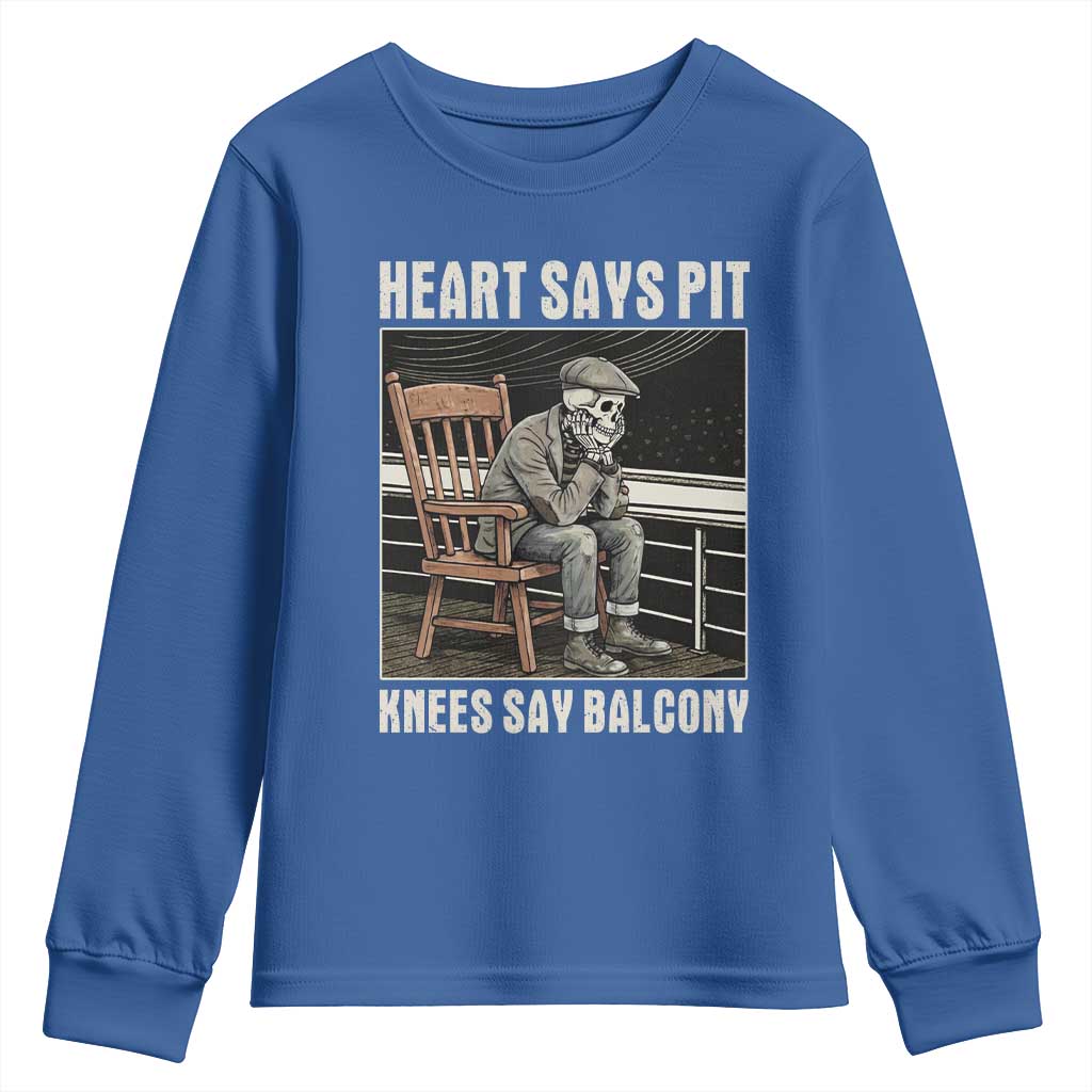 Funny Heart Says Pit Knees Say Balcony Youth Sweatshirt Old Skeleton - Wonder Print Shop