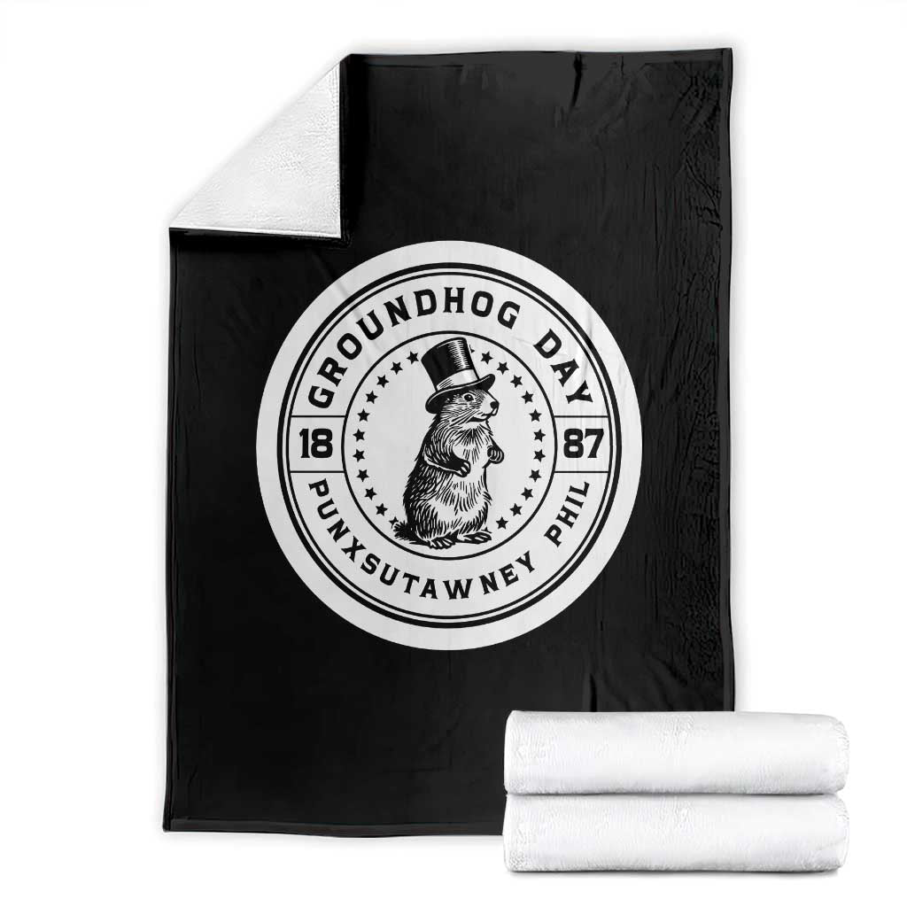 Punxsutawney Phil Groundhog Day Throw Blanket Funny Woodchuck Day 1887