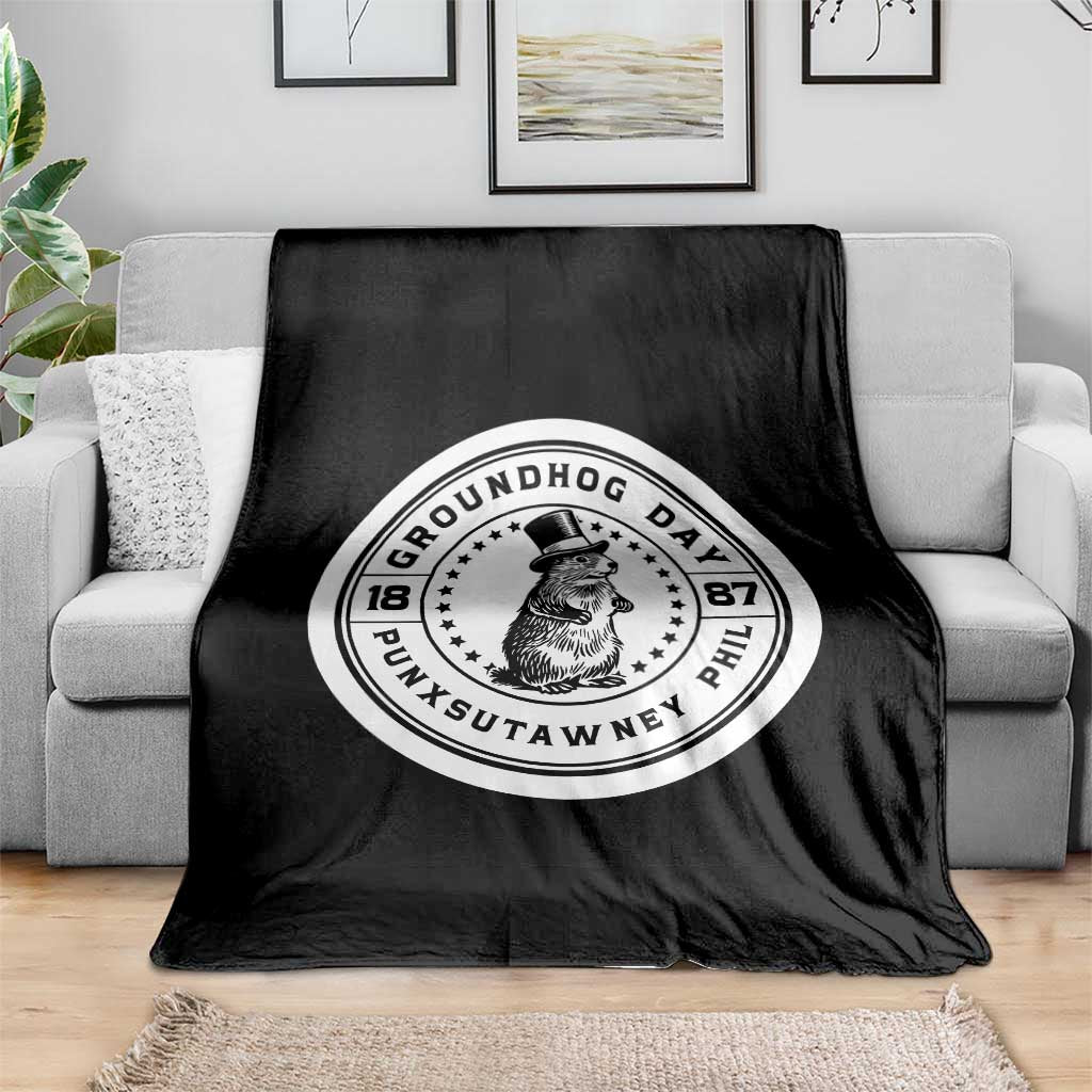 Punxsutawney Phil Groundhog Day Throw Blanket Funny Woodchuck Day 1887