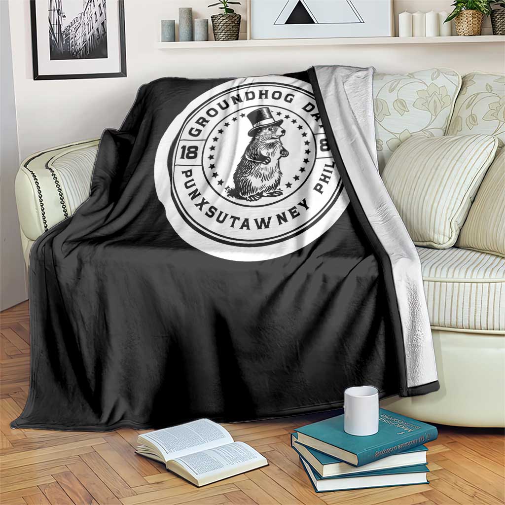 Punxsutawney Phil Groundhog Day Throw Blanket Funny Woodchuck Day 1887