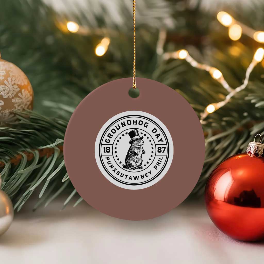 Punxsutawney Phil Groundhog Day Ceramic Ornament Funny Woodchuck Day 1887