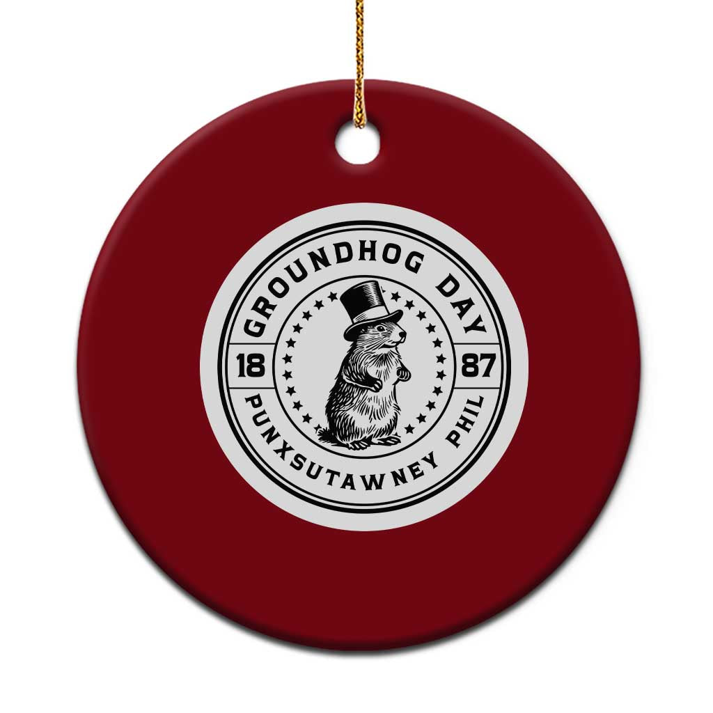 Punxsutawney Phil Groundhog Day Ceramic Ornament Funny Woodchuck Day 1887