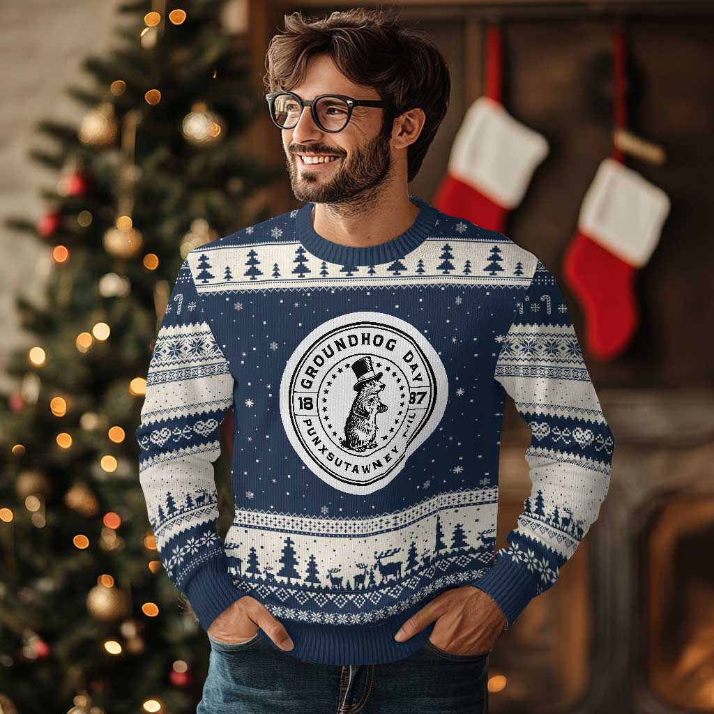 Punxsutawney Phil Groundhog Day Ugly Christmas Sweater Funny Woodchuck Day 1887
