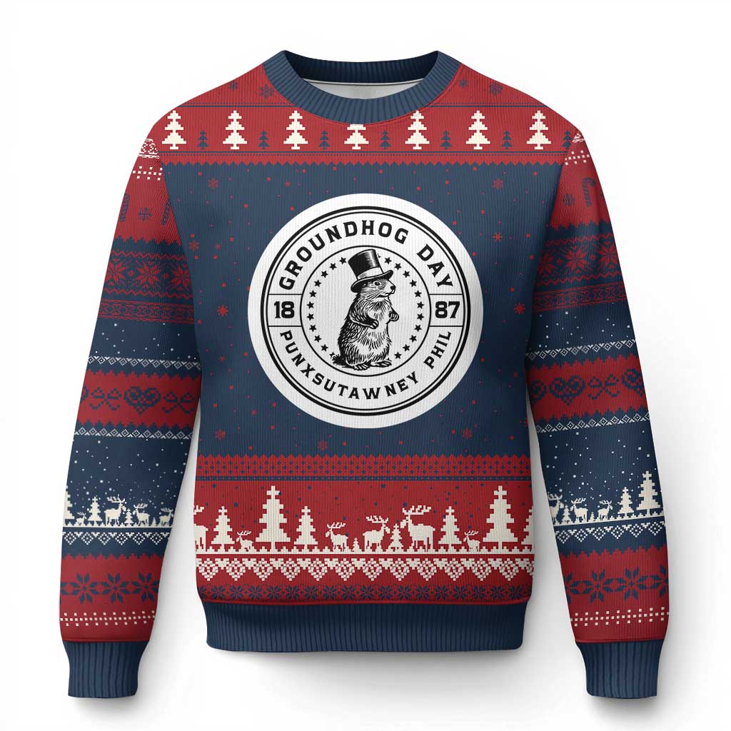 Punxsutawney Phil Groundhog Day Ugly Christmas Sweater Funny Woodchuck Day 1887