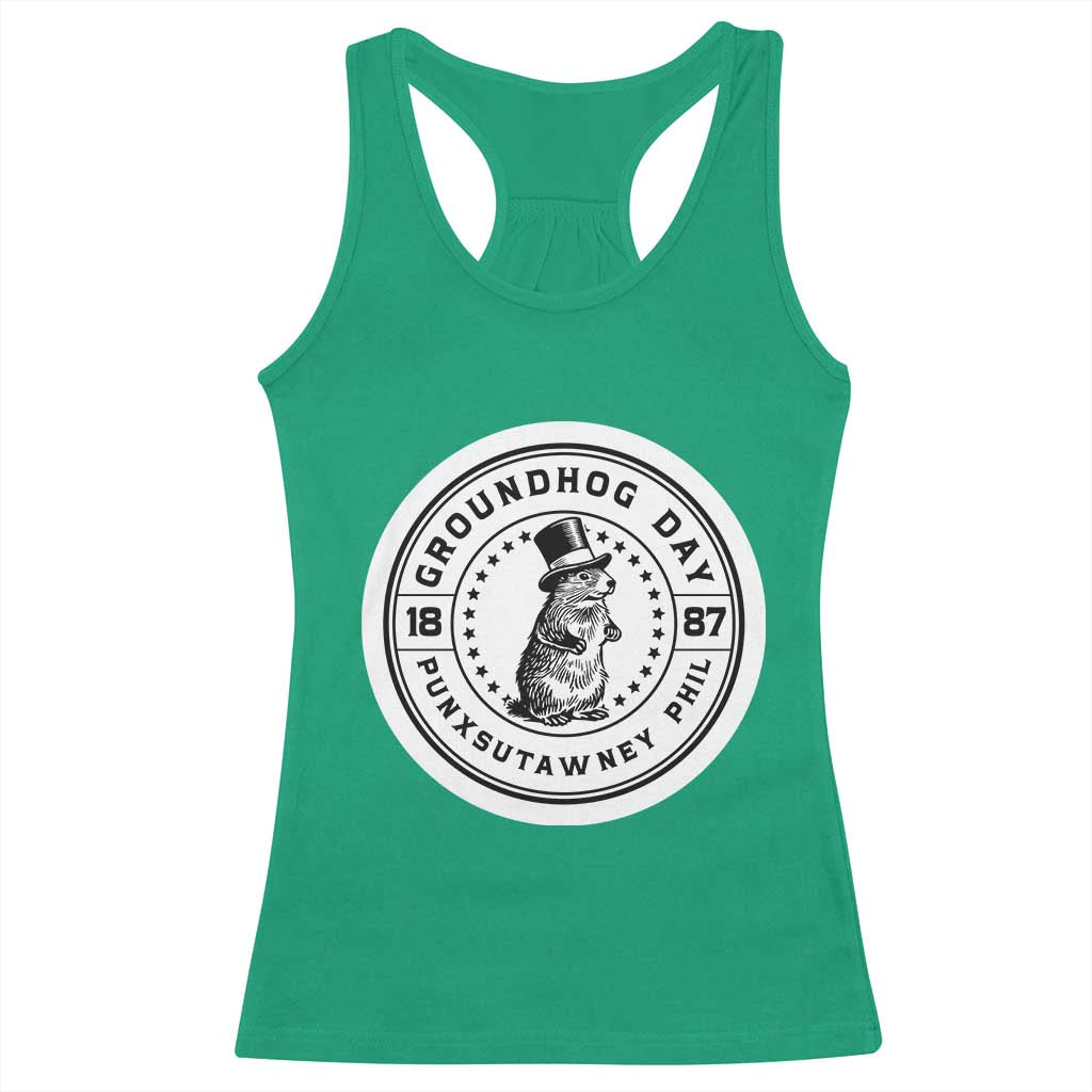 Punxsutawney Phil Groundhog Day Racerback Tank Top Funny Woodchuck Day 1887