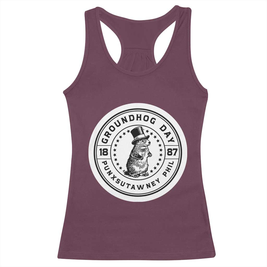 Punxsutawney Phil Groundhog Day Racerback Tank Top Funny Woodchuck Day 1887