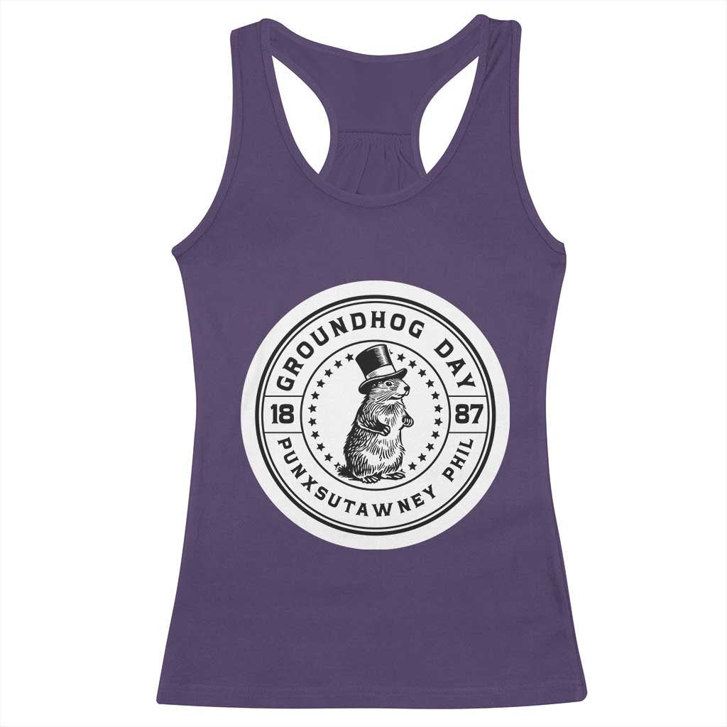 Punxsutawney Phil Groundhog Day Racerback Tank Top Funny Woodchuck Day 1887