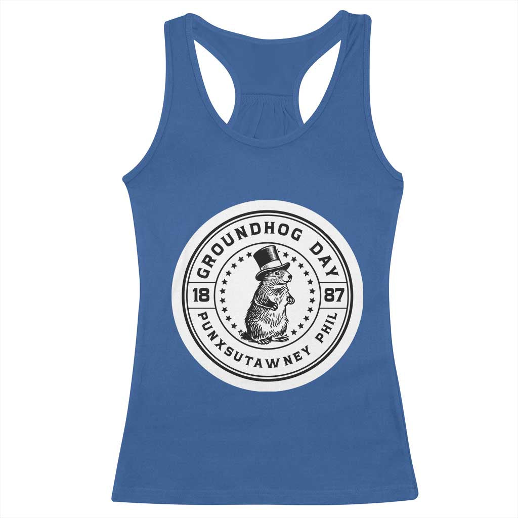 Punxsutawney Phil Groundhog Day Racerback Tank Top Funny Woodchuck Day 1887
