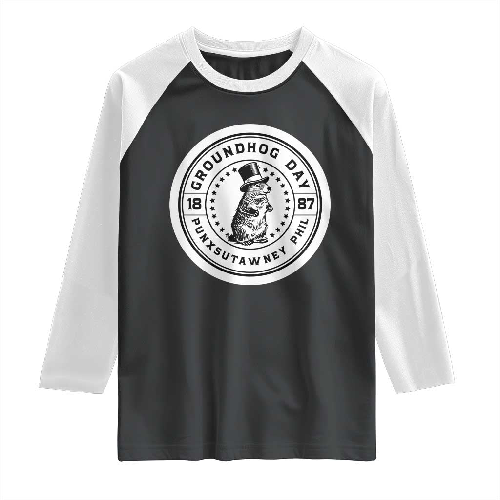 Punxsutawney Phil Groundhog Day Raglan Shirt Funny Woodchuck Day 1887