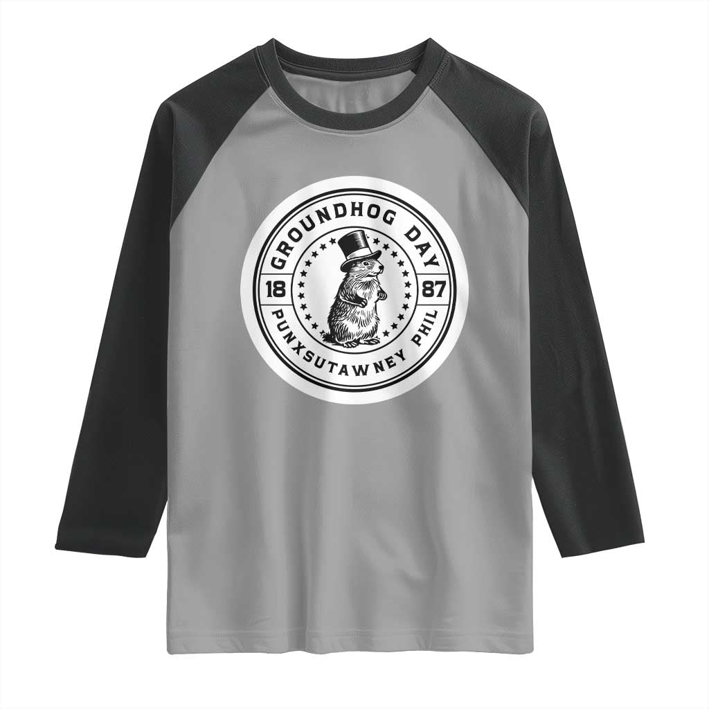 Punxsutawney Phil Groundhog Day Raglan Shirt Funny Woodchuck Day 1887