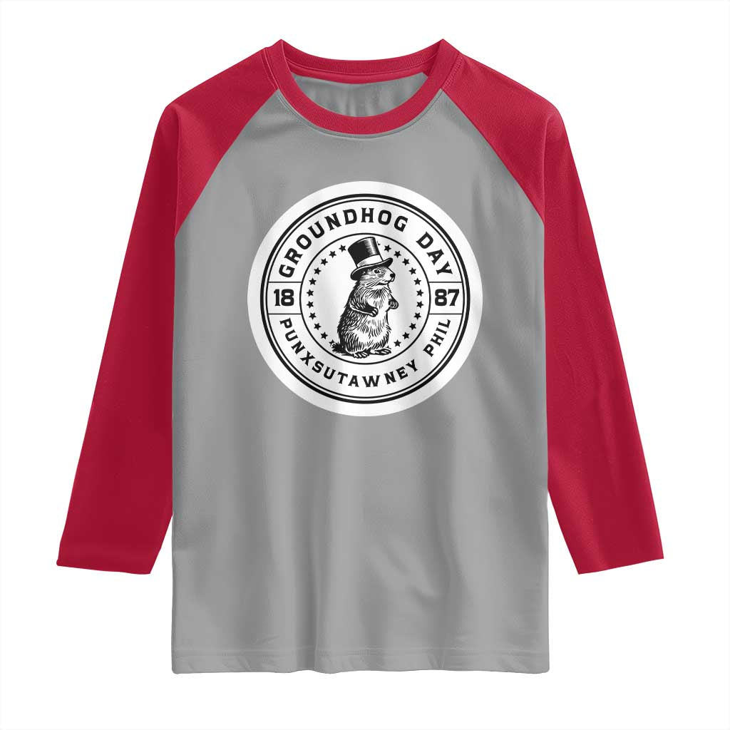 Punxsutawney Phil Groundhog Day Raglan Shirt Funny Woodchuck Day 1887
