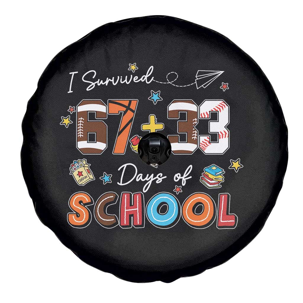 I Survived 67 33 Days Of School Spare Tire Cover Funny 100th Days of School 67 Sport Lover