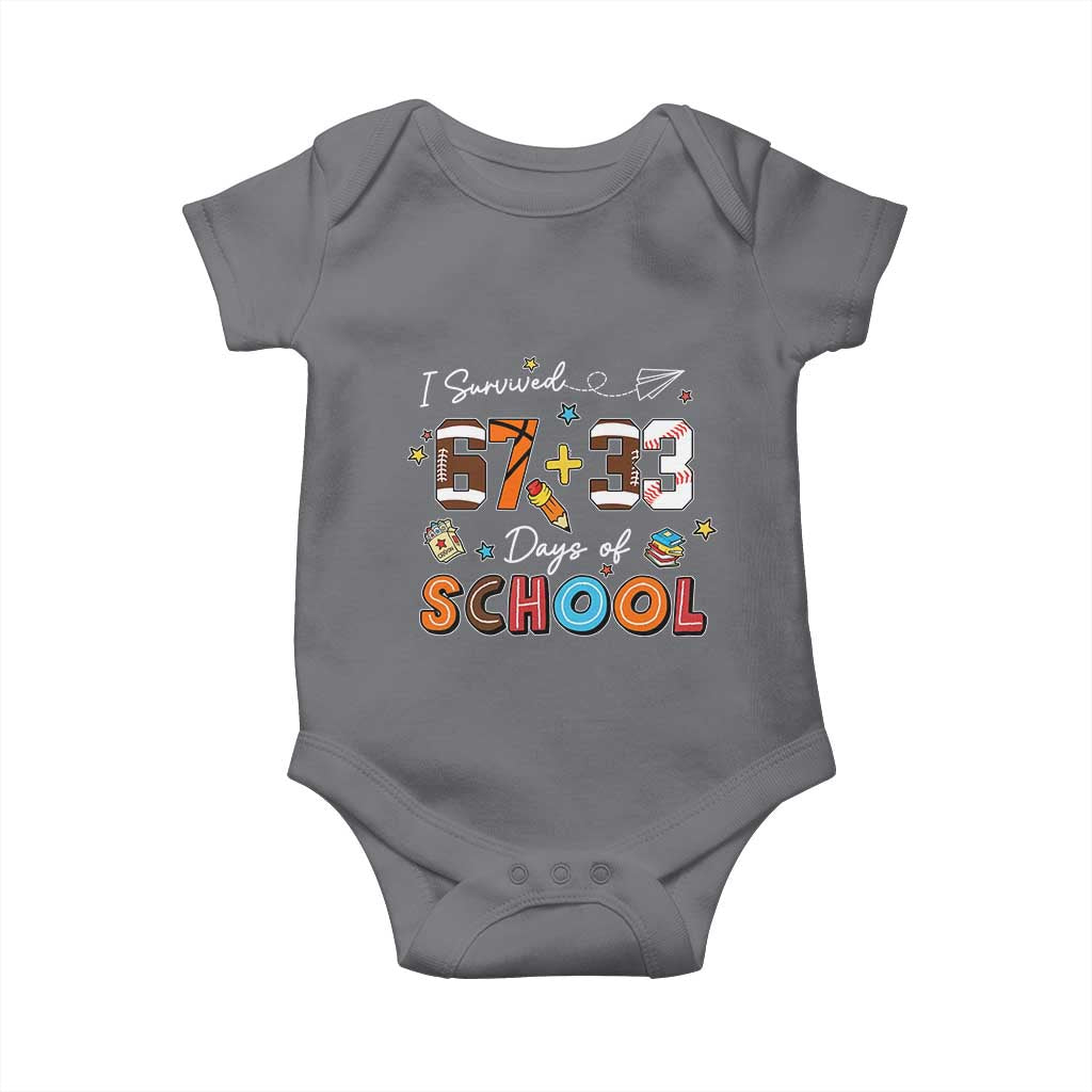 I Survived 67 33 Days Of School Baby Onesie Funny 100th Days of School 67 Sport Lover - Wonder Print Shop