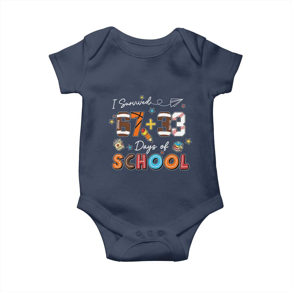 I Survived 67 33 Days Of School Baby Onesie Funny 100th Days of School 67 Sport Lover - Wonder Print Shop