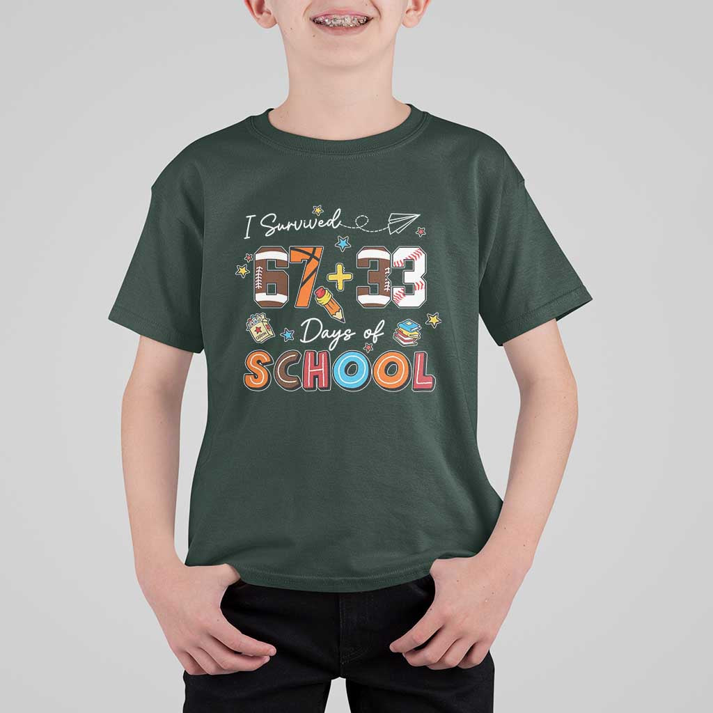 I Survived 67 33 Days Of School T Shirt For Kid Funny 100th Days of School 67 Sport Lover - Wonder Print Shop