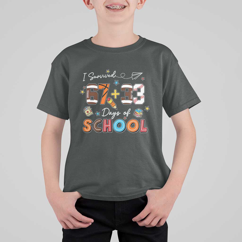 I Survived 67 33 Days Of School T Shirt For Kid Funny 100th Days of School 67 Sport Lover - Wonder Print Shop