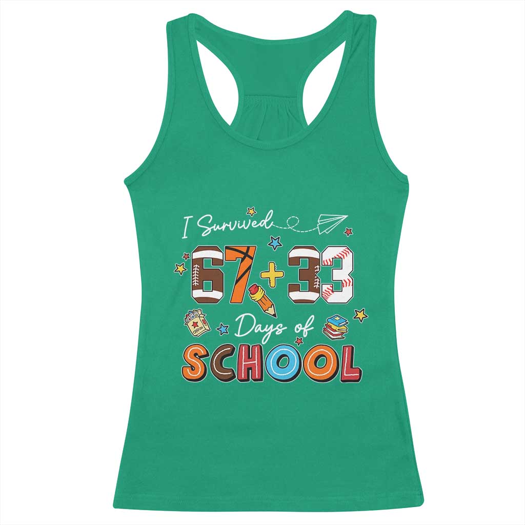 I Survived 67 33 Days Of School Racerback Tank Top Funny 100th Days of School 67 Sport Lover - Wonder Print Shop
