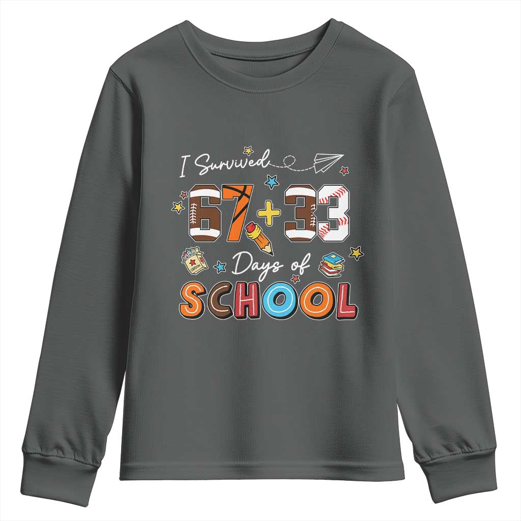 I Survived 67 33 Days Of School Youth Sweatshirt Funny 100th Days of School 67 Sport Lover - Wonder Print Shop