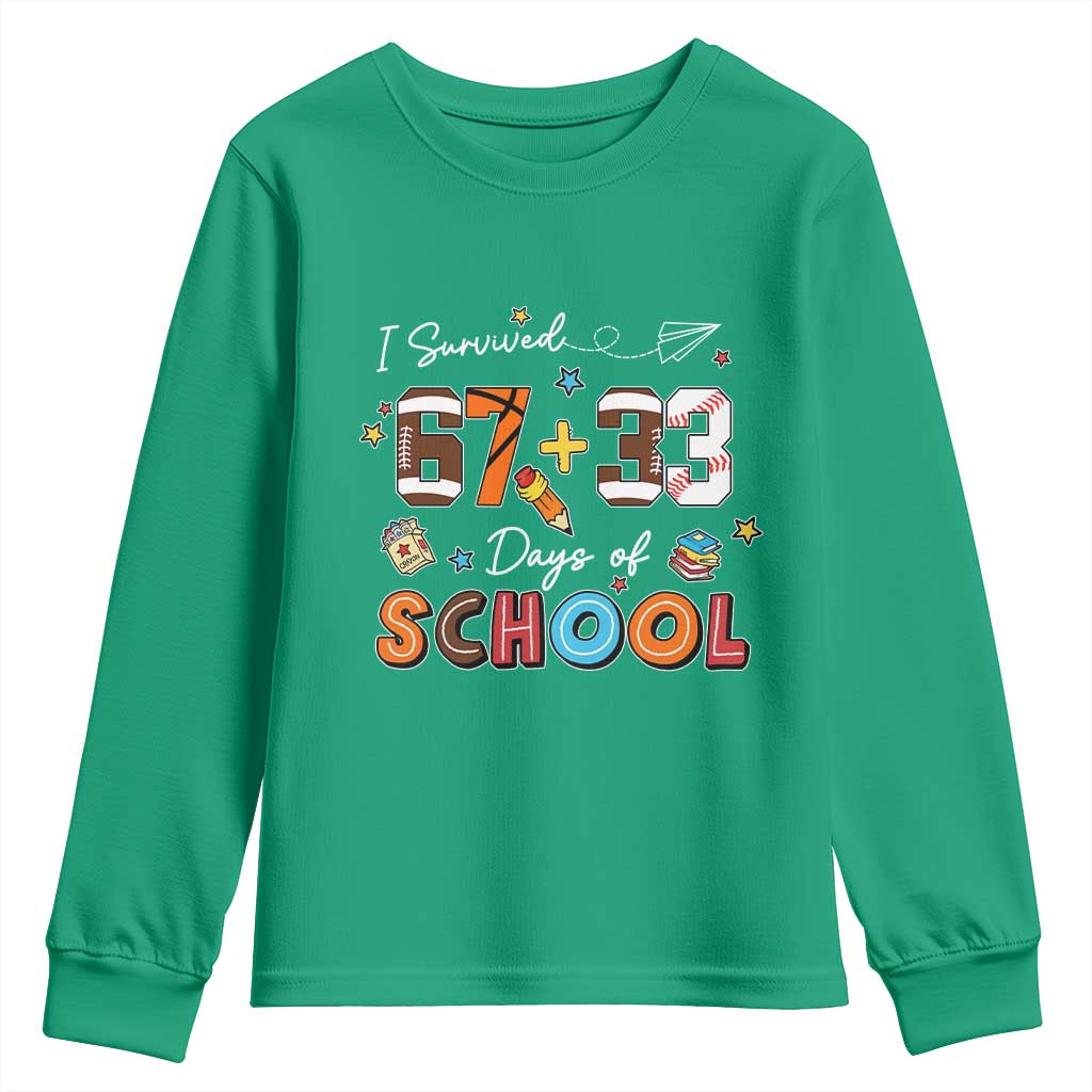 I Survived 67 33 Days Of School Youth Sweatshirt Funny 100th Days of School 67 Sport Lover - Wonder Print Shop