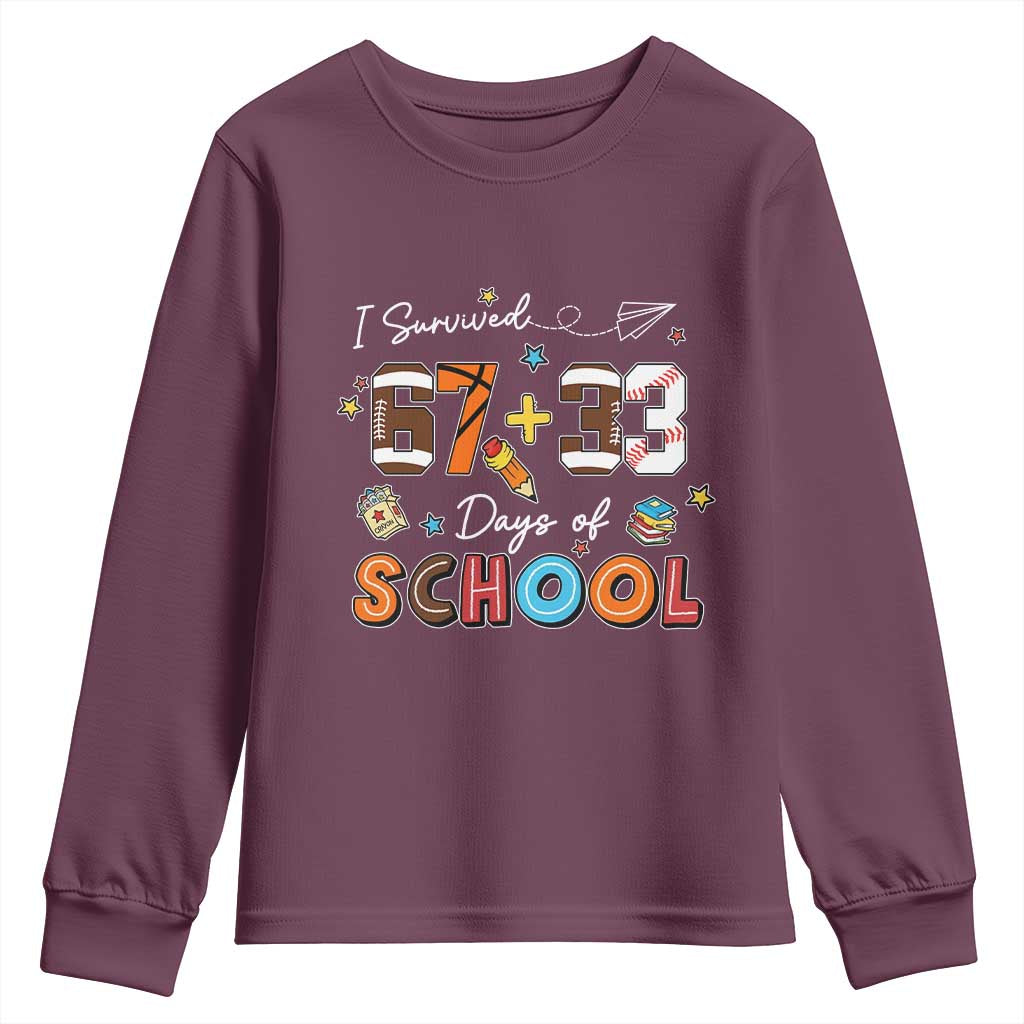 I Survived 67 33 Days Of School Youth Sweatshirt Funny 100th Days of School 67 Sport Lover - Wonder Print Shop