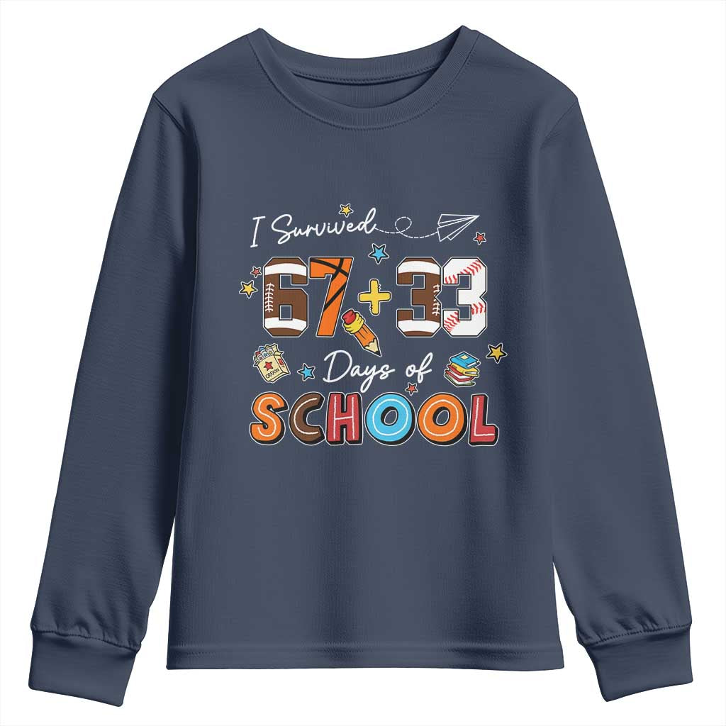 I Survived 67 33 Days Of School Youth Sweatshirt Funny 100th Days of School 67 Sport Lover - Wonder Print Shop