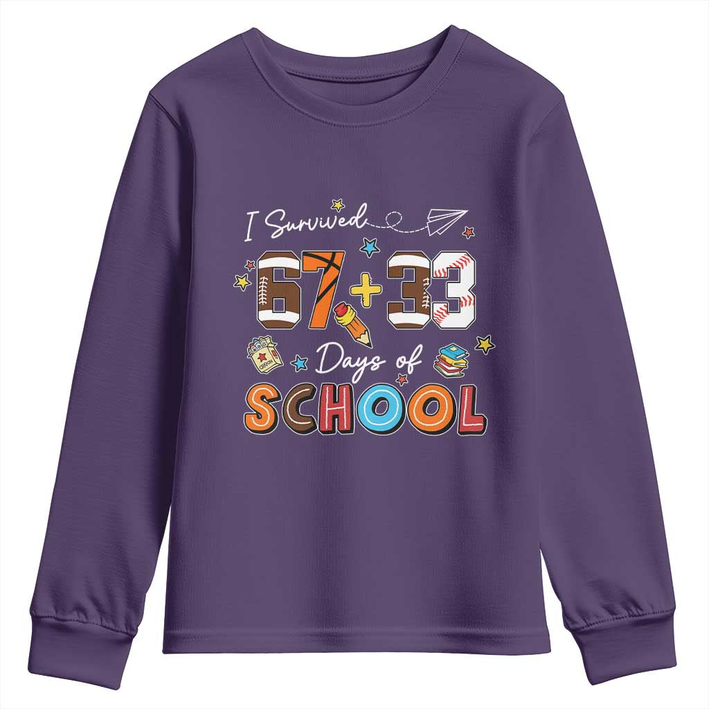 I Survived 67 33 Days Of School Youth Sweatshirt Funny 100th Days of School 67 Sport Lover - Wonder Print Shop