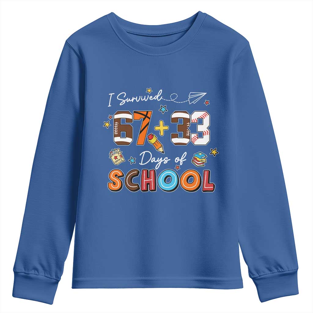 I Survived 67 33 Days Of School Youth Sweatshirt Funny 100th Days of School 67 Sport Lover - Wonder Print Shop