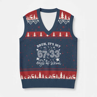 Bruh It Is My 67 33 Days Of School V-Neck Knit Sweater Vest 100th Days Of School Funny 67 Groovy Checkered