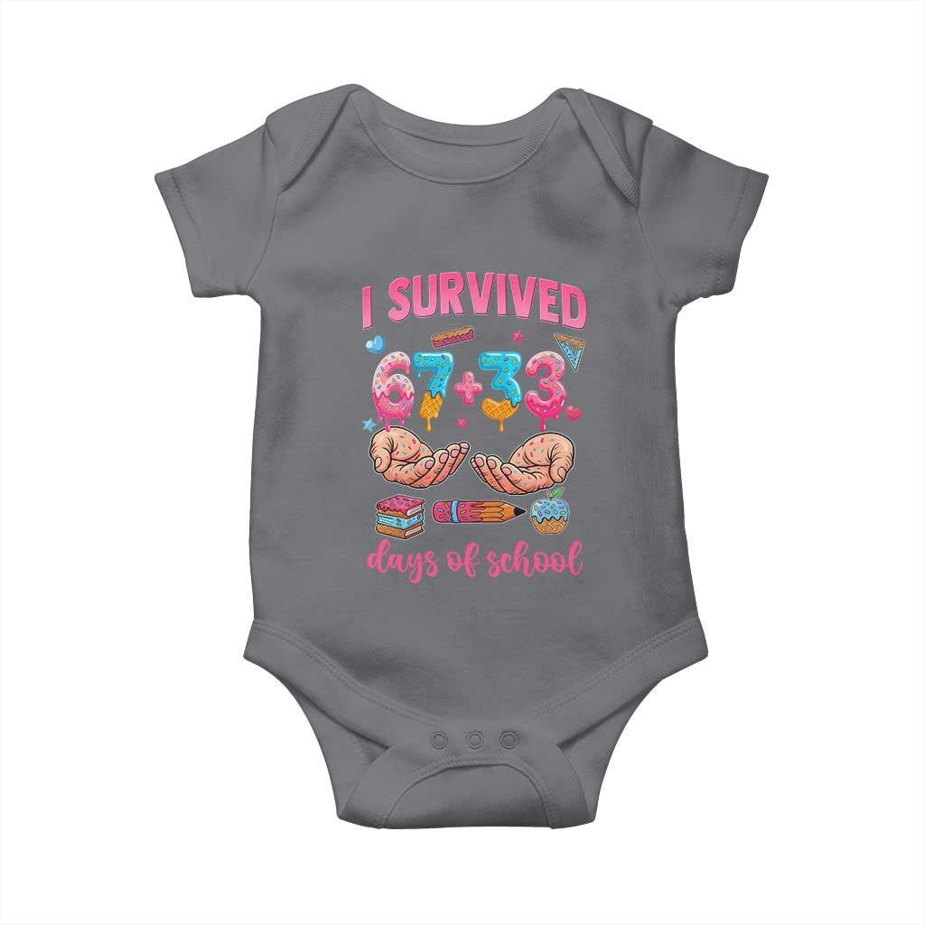 I Survived 67 33 Days Of School Baby Onesie Funny 100 Days of School 67 Ice Cream Drip - Wonder Print Shop