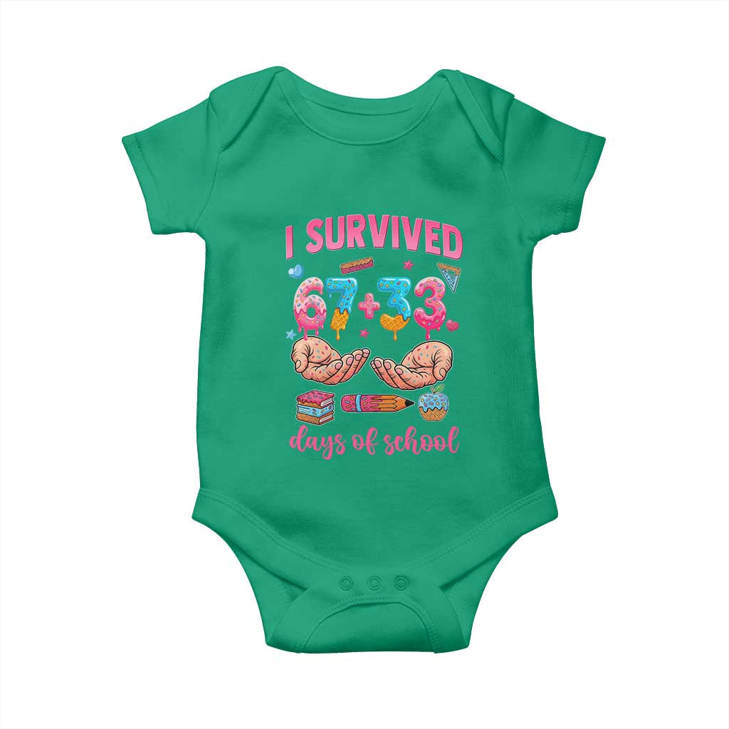 I Survived 67 33 Days Of School Baby Onesie Funny 100 Days of School 67 Ice Cream Drip - Wonder Print Shop