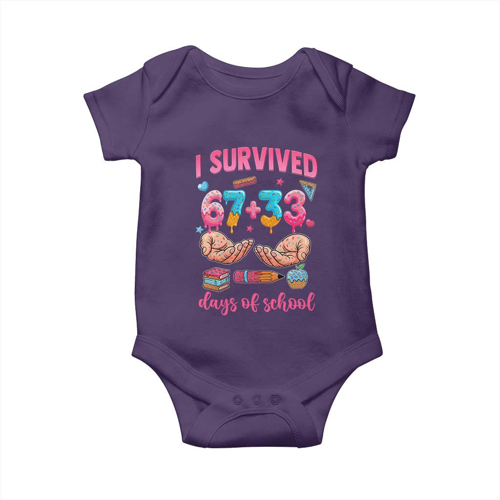 I Survived 67 33 Days Of School Baby Onesie Funny 100 Days of School 67 Ice Cream Drip - Wonder Print Shop