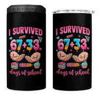 I Survived 67 33 Days Of School 4 in 1 Can Cooler Tumbler Funny 100 Days of School 67 Ice Cream Drip