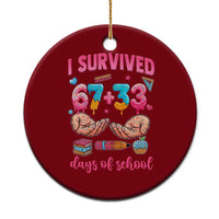 I Survived 67 33 Days Of School Ceramic Ornament Funny 100 Days of School 67 Ice Cream Drip - Wonder Print Shop