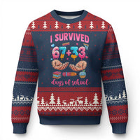 I Survived 67 33 Days Of School Ugly Christmas Sweater Funny 100 Days of School 67 Ice Cream Drip - Wonder Print Shop