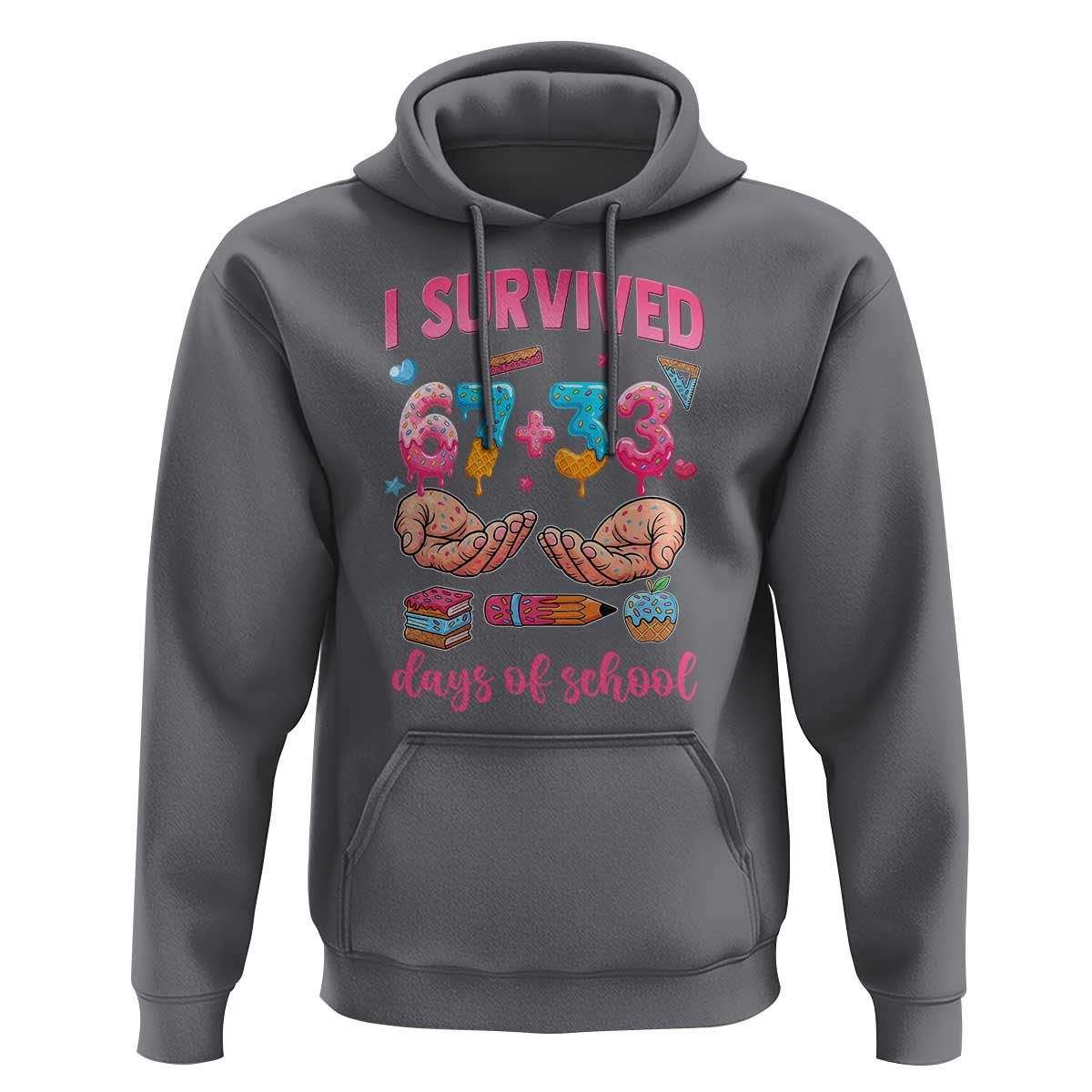 I Survived 67 33 Days Of School Hoodie Funny 100 Days of School 67 Ice Cream Drip - Wonder Print Shop